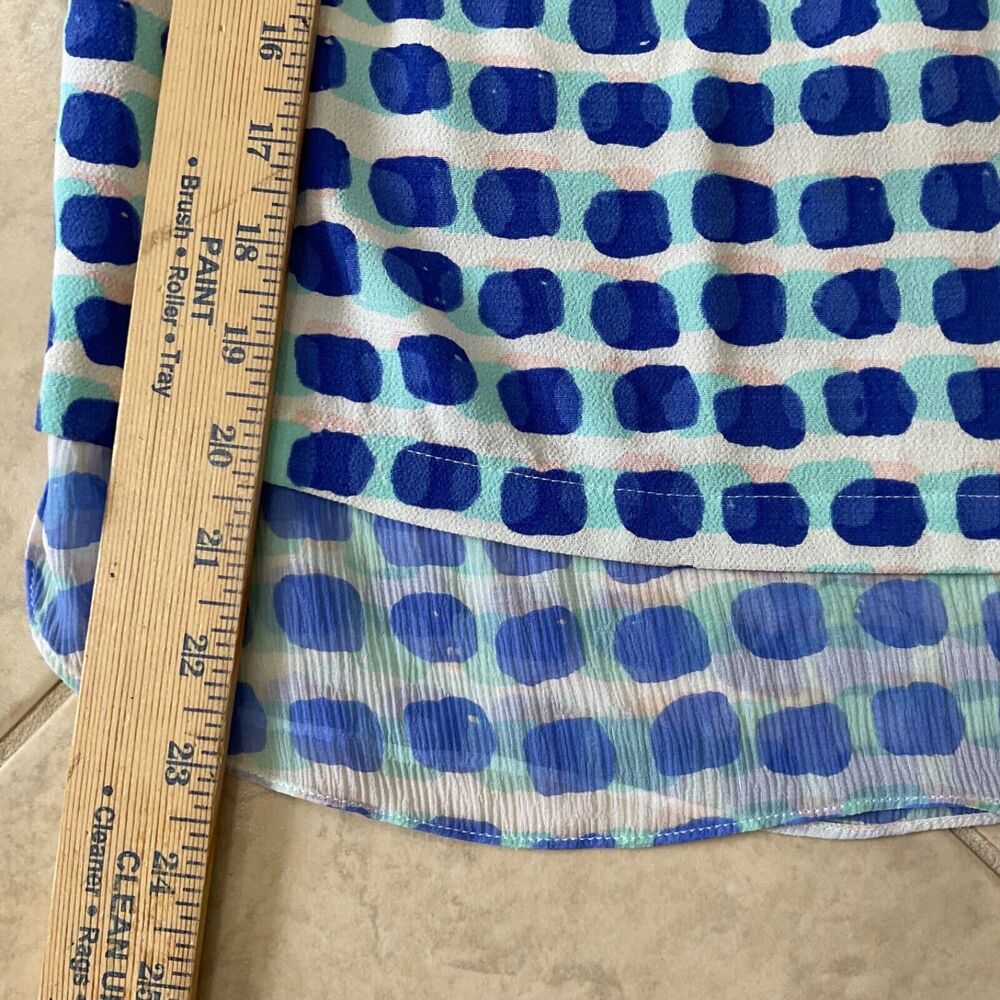 Kate Spade NY Island Stamp Dots Layered Top Tank XS Silk Blue White Sleeveless - Picture 7 of 8